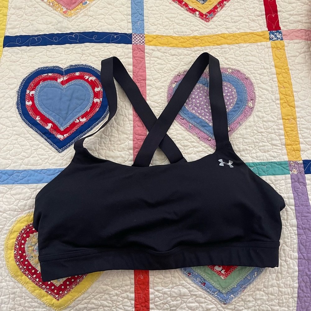 Large , black under armour sports bra